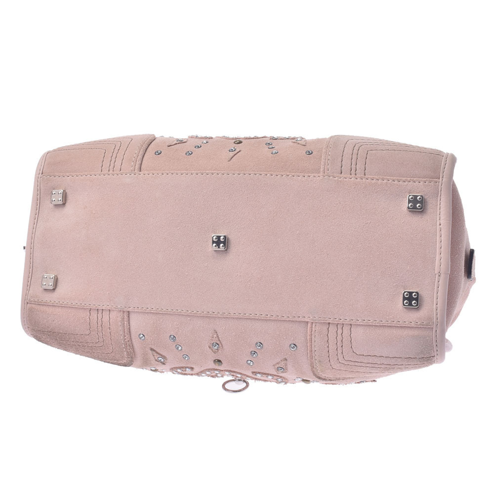 LOEWE Rhinestone Pink Beige Tan Suede Handbag - Picture 5 of 11